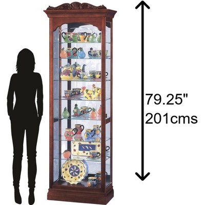 Howard Miller Windsor Cherry Lighted Curio Cabinet with Glass Shelves