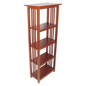 60" Mission Bookshelf Cherry - Alaterre Furniture: Hardwood Frame, 4 Adjustable Shelves, Anti-Tip Hardware - 1 of 4