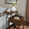 SKRAN Mid Century Modern Lift Top Side Table, Small Rising End Table Couch Table with Storage Shelf, Wooden Nightstand for Home Living Room, Walnut - 2 of 4