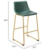 Zuo Augusta Barstool (Set of 2) Green  and  Gold - 3 of 4