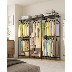 Ink Black Heavy - Duty Clothing Rack - Adjustable Storage Shelves, Hanging Rails, Hooks. Freestanding Portable Wardrobe Closet Rack - 1 of 4