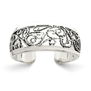 Black Bow Jewelry Antiqued Textured Ornate Toe Ring in Sterling Silver - 1 of 2