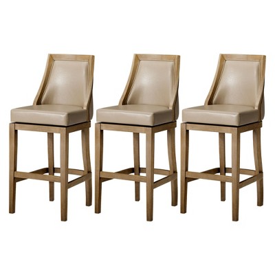 Maven Lane Vienna Rotating High Back Kitchen Stool with Vegan Leather Seat, Set of 3