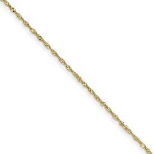 Black Bow Jewelry 1.1mm, 10k Yellow Gold, Singapore Chain Necklace - 1 of 4