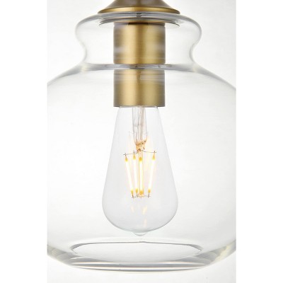 Destry 8.9" Brass Pendant Light with Clear Glass Shade