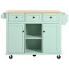 Rolling Kitchen Island Cabinet on Wheels, Kitchen Storage Cart, Mobile Storage Cart with Wood Top for Kitchen or Dining Room-The Pop Home - 3 of 4
