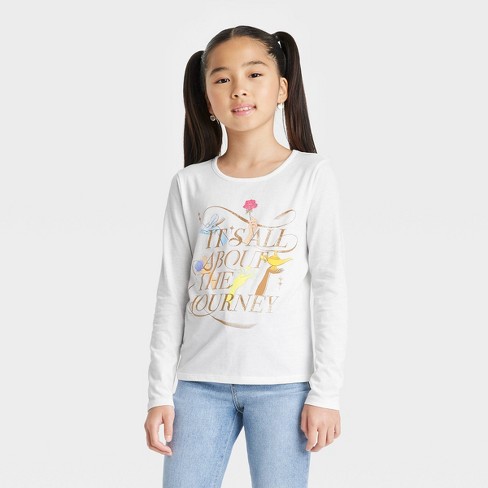 Girls' Disney Princess Journey Long Sleeve Graphic T-shirt White Xxl Plus : Target