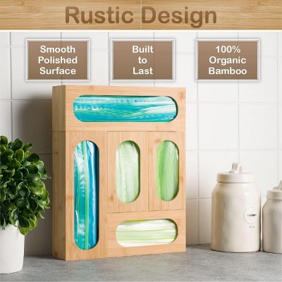 Bartnelli 5pc Bamboo Kitchen Drawer Organizer – Labeled for Gallon, Quart, Sandwich, Snack Bags — фото 2