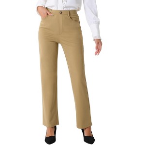 Allegra K Women's High Waist Work Office Stretch Straight Leg Trousers - 1 of 4