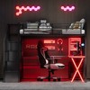 TIRAMISUBEST Full Size Loft Bed with Built-in Desk & Mesh Shelf, Metal Gaming Bed Frame w/ Open Wardrobe & Storage Staircase - 2 of 4