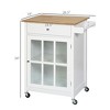 NicBex Mobile Kitchen Island Cart Morden Kitchen Carts on Wheels with Storage, 1 Glass Cabinet Door and 1 Drawer for Kitchen, White - 2 of 4