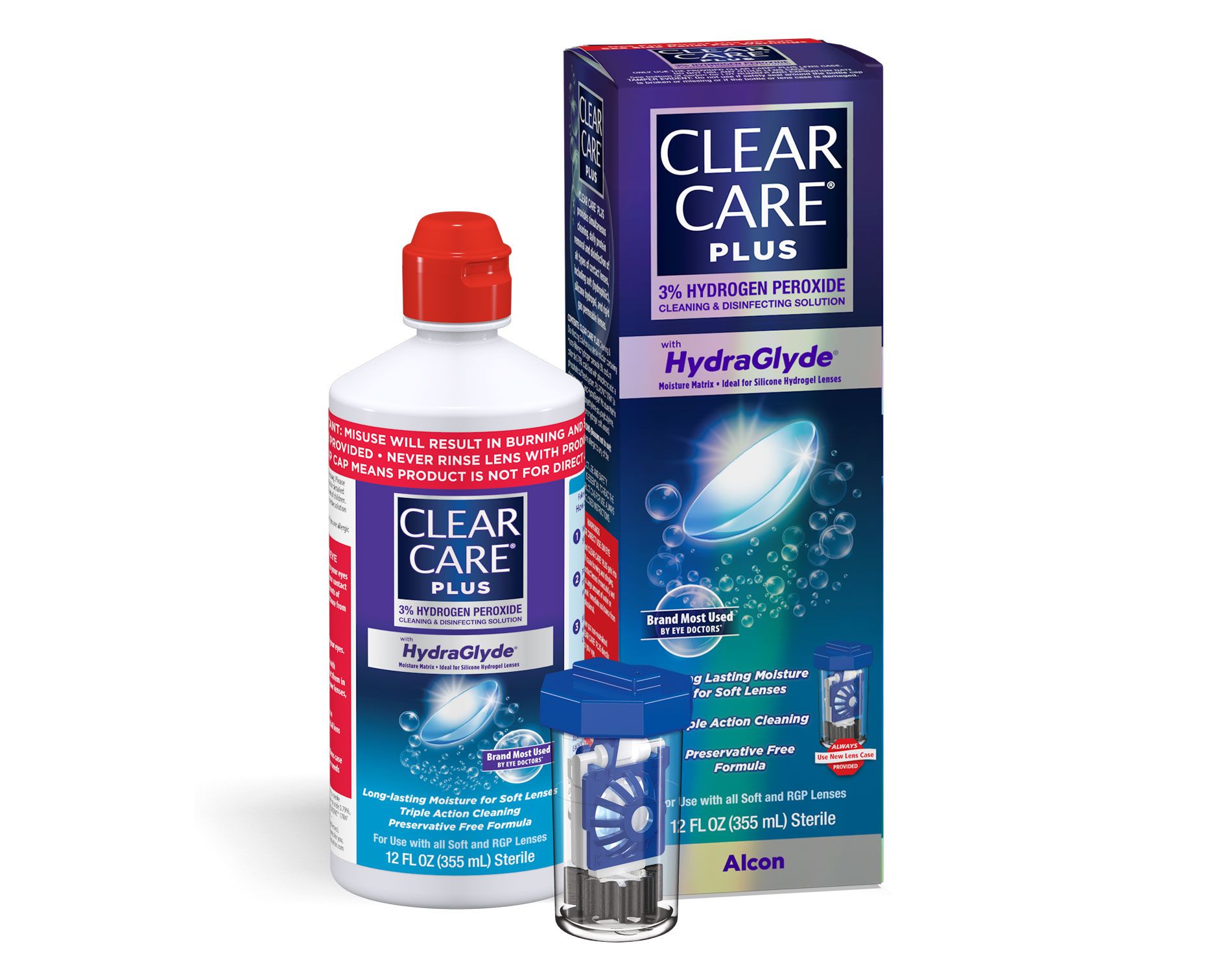 Clear Care Plus with Hydraglyde Preservative Free Hydrogen Peroxide Contact Lens Solution for Soft and RGP Lenses with case