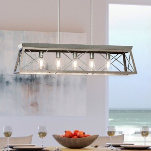 Urban Ambiance Luxury Industrial Chandelier 9''H x 38''W,  Galvanized Steel Finish,  Berkeley Collection, UHP3913 - 1 of 4