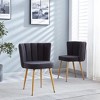 Modern Dining Chair Set of 2, with Iron Tube Wood Color Legs, Shorthair Cushions and Comfortable Backrest, for Dining Room, Living Room, Cafe - 3 of 4