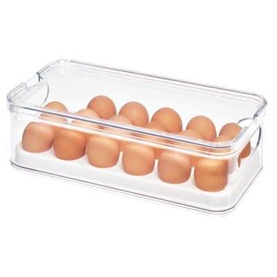 Mdesign Plastic Egg Storage Tray Holder For Refrigerator, 12 Eggs - Clear :  Target