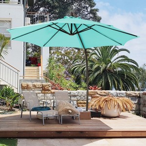 HYLEORY 10ft. Outdoor Curvy Cantilever Umbrella with Sand Bag Base - 1 of 4