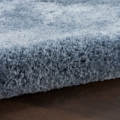 Light Blue Rectangular Shag Rug with Jute Backing