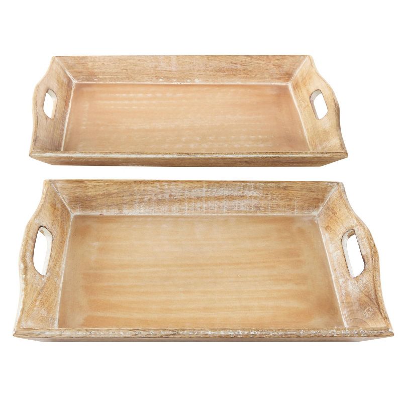 Set of 2 Traditional Whitewashed Natural Mango Wood Serving Trays Brown - Olivia &#38; May, 5 of 6