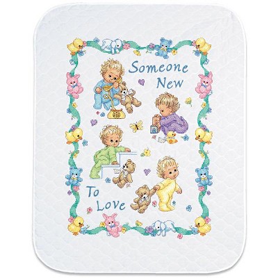 Dimensions Baby Hugs Quilt Stamped Cross Stitch Kit 34"X43"-Someone New