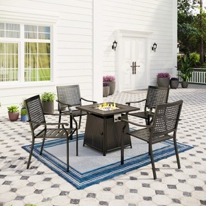 Captiva Designs 5pc Outdoor Patio Dining Set with Square Steel Table & Metal Armrest Chairs - 1 of 4