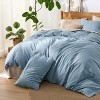 3 Pieces Linen Soft & Cozy Duvet Cover Linen Cotton Blend Bedding Set Tropical Plants Beige Color Cooling Bedding - 3 of 4