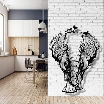 Sussexhome Elephant Metal Wall Decor for Home and Outside - Wall-Mounted Geometric Wall Art Decor - Drop Shadow 3D Effect Wall Decoration