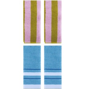REGALWOVEN 4 Pcs Soft Absorbent Stripe Bathroom Hand Towel for Home - 1 of 4