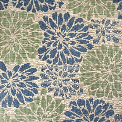 Zinnia Navy and Green Floral Synthetic 6' Square Area Rug