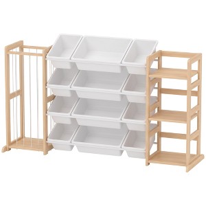 Qaba 3-in-1 Toy Storage Organizer with Stuffed Animal Storage ...