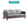 Sonkuki Outdoor Wicker Patio 3-Seat Sofa, PE Rattan Conversation Set With All-Weather Cushions - 2 of 4