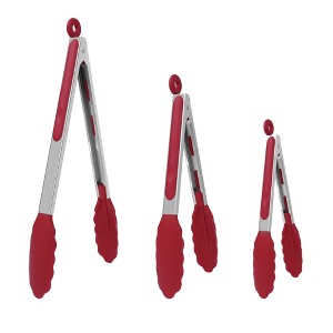Stainless Steel Kitchen Tongs Set Silicone Food Cooking Tongs 3Pcs - 1 of 4