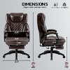 High Back Big & Tall 400lb Office Chair with Footrest Bonded Leather Ergonomic Executive Desk Computer Swivel Chair, Oversized Armchairs-The Pop Home - 3 of 4