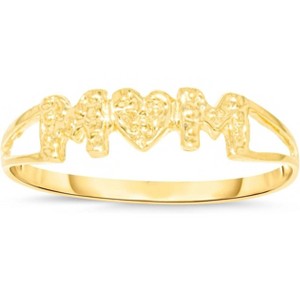 10k Yellow Gold 4.1mm MOM Heart Textured Filigree Ring - 1 of 4