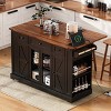 LOVSON 53"Farmhouse Kitchen Island Cart,with Power Outlet,Drop Leaf,3 Drawers & 5 Open Racks,for Kitchen,Dining Room-Black - 2 of 4