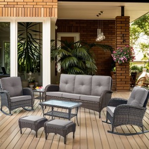 Gymojoy Outdoor Sofa Rocking Chair Side Table with Ottomans Patio Funiture - 1 of 4