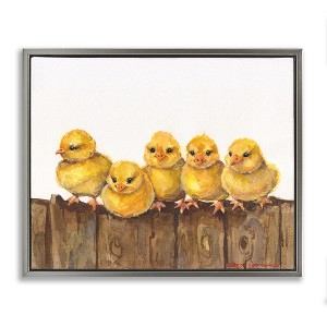 Stupell Industries Chicks on the Fence Floating Frame Canvas Art - 1 of 4