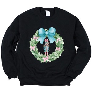 Simply Sage Market Women's Graphic Sweatshirt Nutcracker Wreath Coquette - 1 of 4