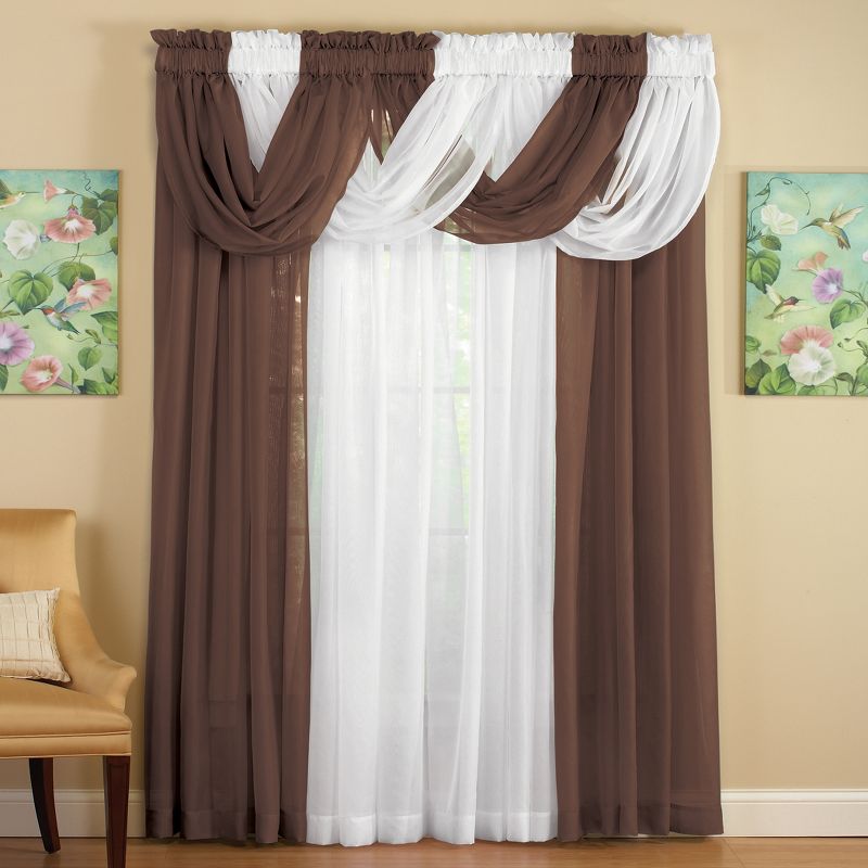 Collections Etc Scoop Two-Piece Rod Pocket Solid-Colored Sheer Valances for Windows, Decorative Accent and Added Privacy for Any Room in, 4 of 5