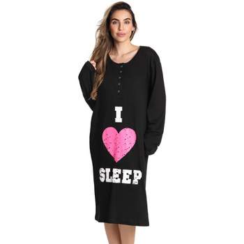 Just Love Womens Nightgown - Long Sleeve Henley Oversized Sleepwear Gown