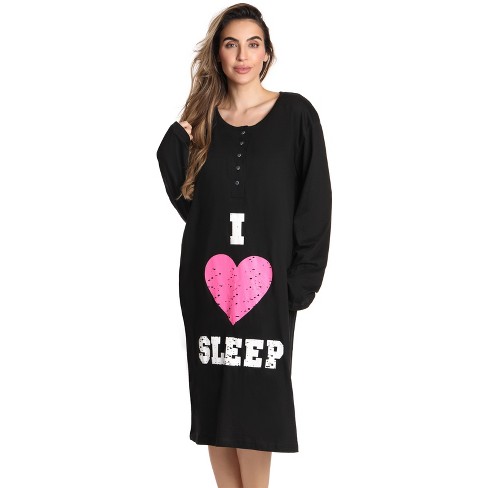Just Love Womens Nightgown - Long Sleeve Henley Oversized Sleepwear Gown :  Target