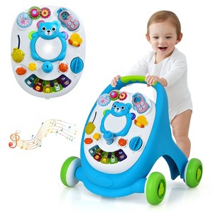 Infans Sit-to-Stand Learning Walker Toddler Push Walking Toy w/Lights & Sounds Blue - 1 of 4