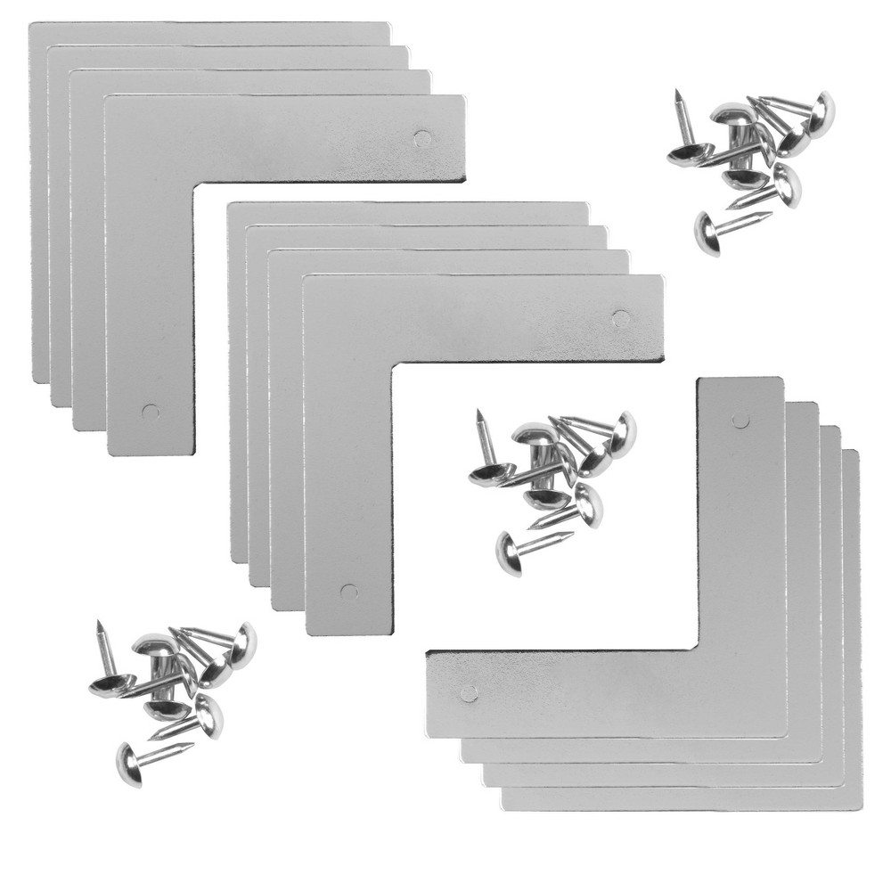 Photos - Accessory Dritz Small 3pk Home Smooth Campaign Hardware Corners Nickel: Iron Craft Embellishments, 12+ Age, 9 Pieces, Silver