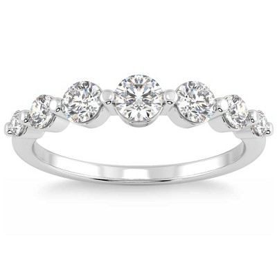 Pompeii3 3/4Ct Graduated Diamond Anniversary Wedding Ring 14k Gold Lab Created
