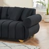 ModernLuxe Velvet Upholstered Sofa Couch with 4 Pillows, Spring-Wrapped Cushions, Pink/Black/Green - 3 of 4