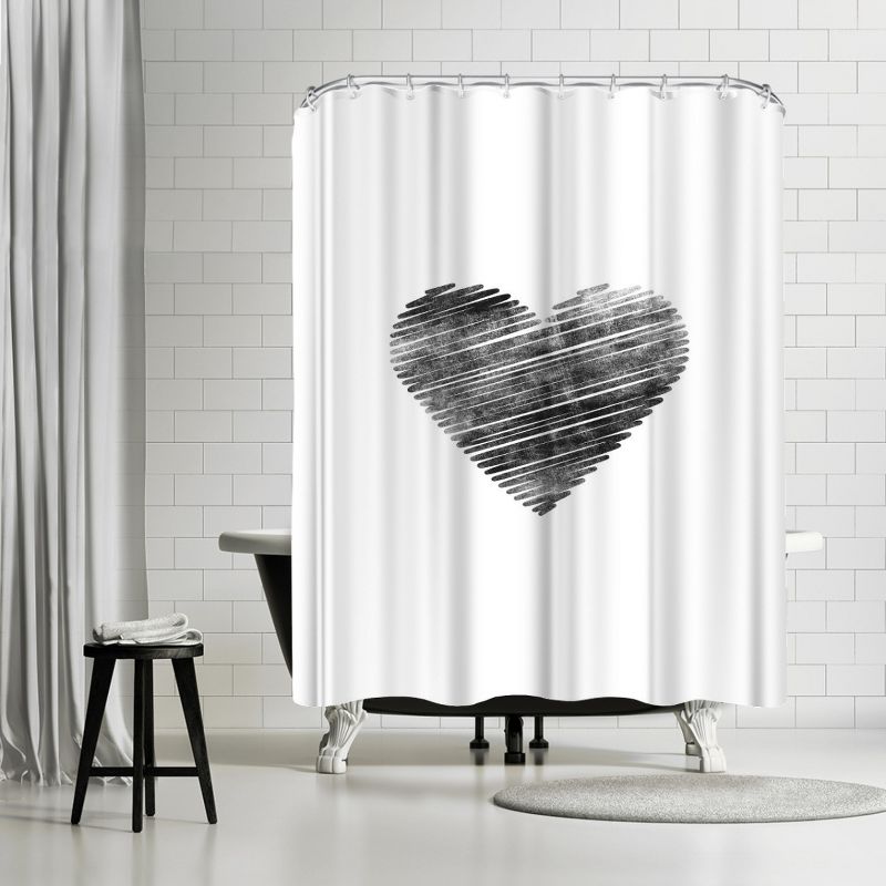 Americanflat 71" x 74" Shower Curtain, Scribble Heart by Motivated Type, 1 of 9