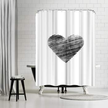 Americanflat 71" x 74" Shower Curtain, Scribble Heart by Motivated Type