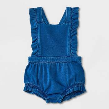 Baby Girls' Knit Denim Romper - Cat & Jack™ Blue