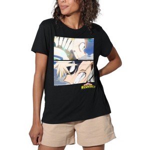 My Hero Academia Izuku Midoriya Katsuki Bakugo Close Women's Loose T-Shirt Black - 1 of 4