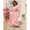 Women's Plus Size V-Neck Maxi Dress: Flowy Boho Elegance for Vacations & Garden Soirees Dress - 2 of 4