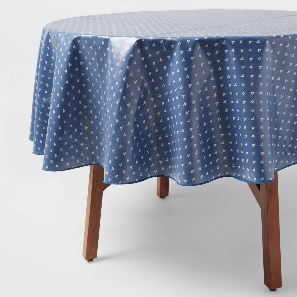 70" Stamp Round Oil Tablecloth Blue - Threshold™